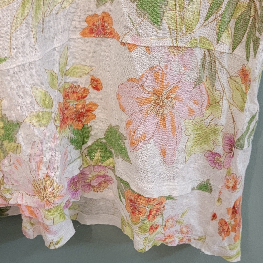 J.Jill Love‎ Linen Womens Floral Coastal Beachy Lightweight Top Size XL - Picture 4 of 11